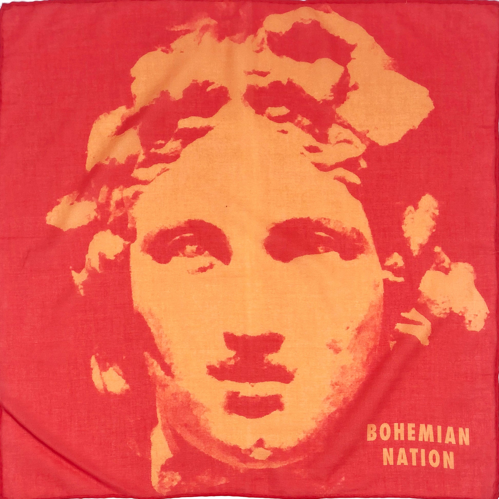 The great Alexander in red with orange bandana,super soft lightweight cotton for everyday wear, perfect accessory, to give strength to wearer, live love BOHEMIANNATION 